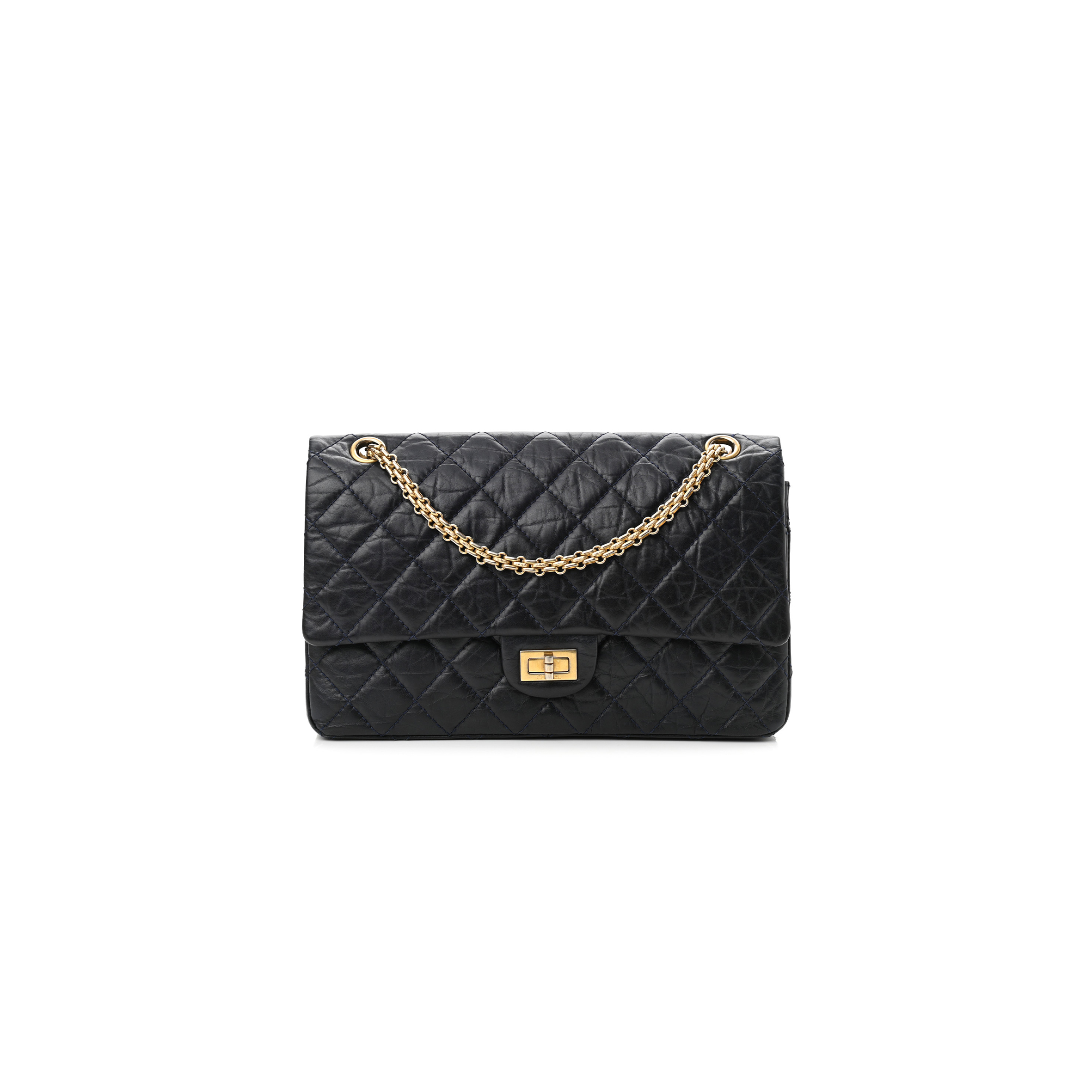 CHANEL AGED CALFSKIN 2.55 FLAP NAVY BULE 1002148 (28*19*9cm)